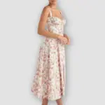 Floral Bustier Waist Shaper Dress with Midriff Accent - Image 7