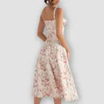 Floral Bustier Waist Shaper Dress with Midriff Accent - Image 8