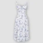 Floral Bustier Waist Shaper Dress with Midriff Accent - Image 9