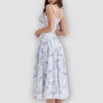 Floral Bustier Waist Shaper Dress with Midriff Accent - Image 12