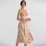 Floral Bustier Waist Shaper Dress with Midriff Accent