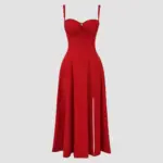 Floral Bustier Waist Shaper Dress with Midriff Accent - Image 16